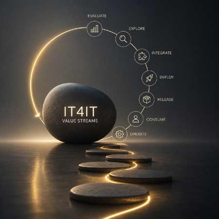 IT4IT Value Streams als durchgängiger Wertstrom von Idee bis Betrieb visualisiert