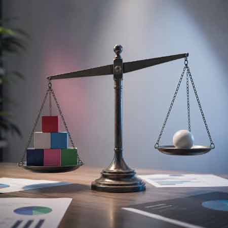Waage als Symbol für Trade Offs in der IT Strategie zwischen Innovation, Stabilität und Prioritäten im Unternehmen